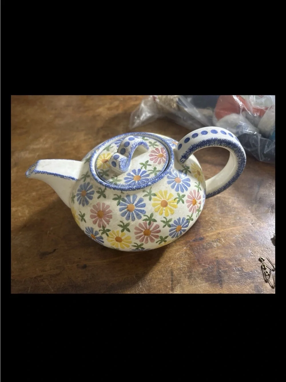 Vintage Germany Hand Painted Teapot Kettle Flowers Floral Details